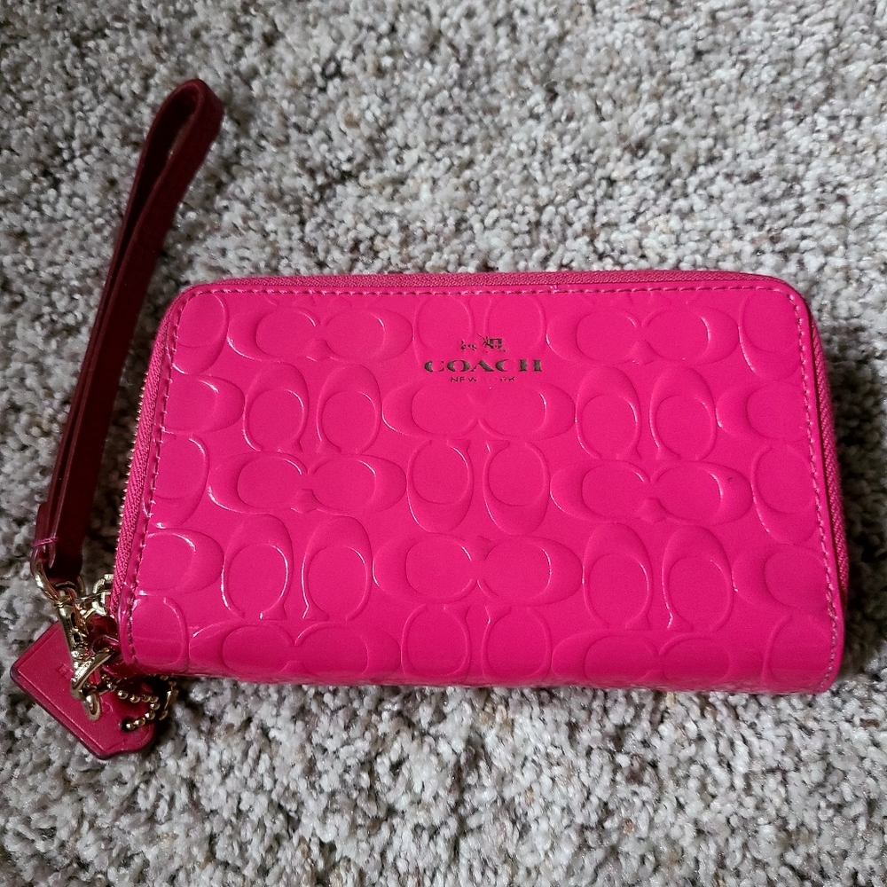 Hot Pink Coach Double Wristlet